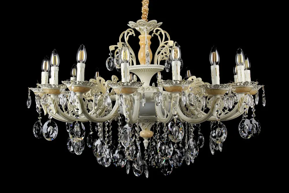 Люстра свічка LED Splendid Ray L05241/16+2P, 18 ламп, E14, біла/золота/коричнева, сучасний стиль для дому - фото 3