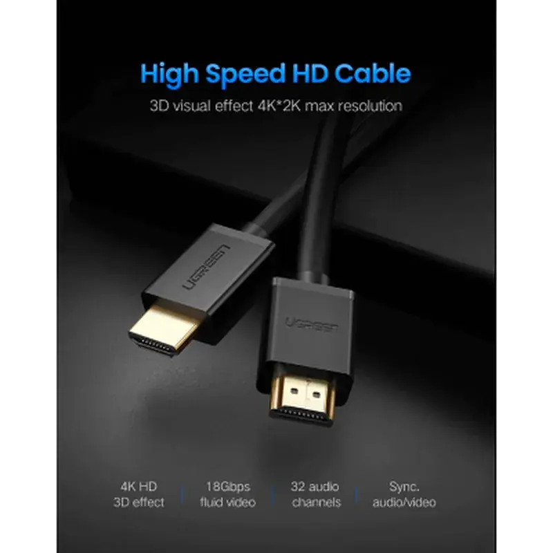 Кабель мультимедійний HDMI M to HDMI M 10.0m HD104 black Ugreen (10110) - фото 2