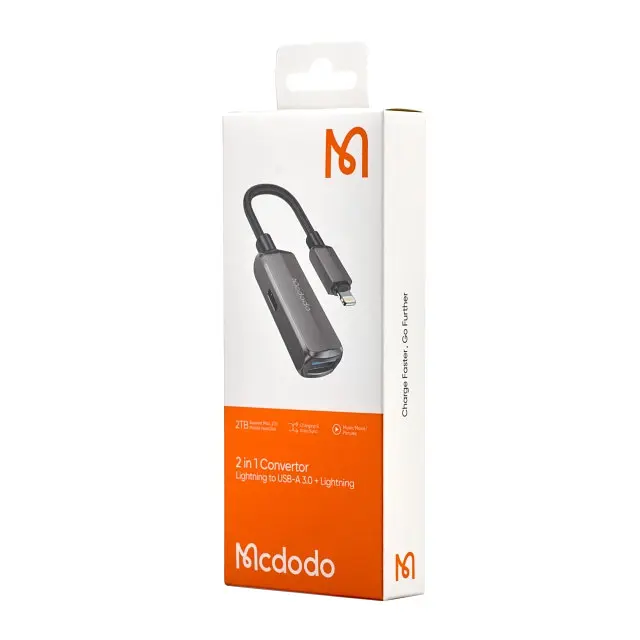 Адаптер Mcdodo 2 in 1 Convertor Lightning to USB-A 3.0 + Lightning CA-2690 Dark серый - фото 2