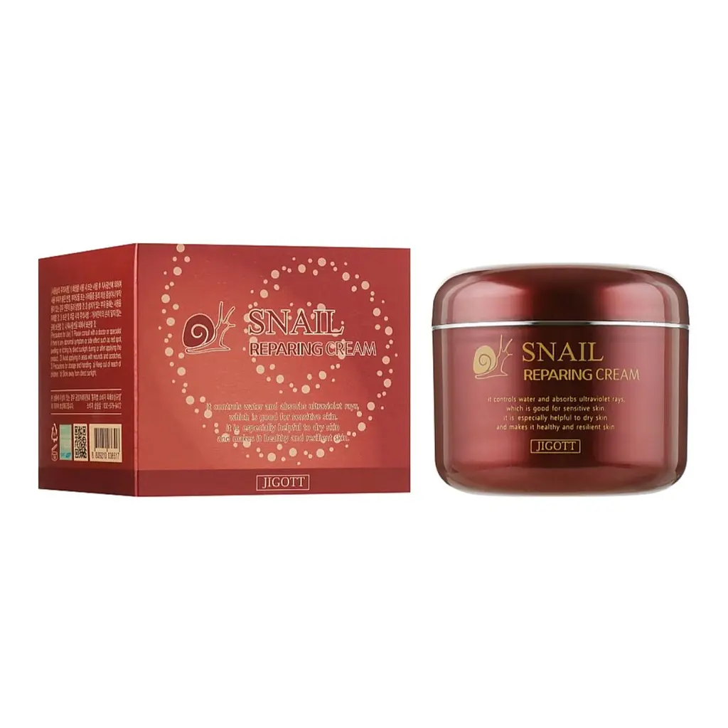 Крем для обличчя Муцин Равлика Snail Reparing Cream Jigott 100 мл - фото 2