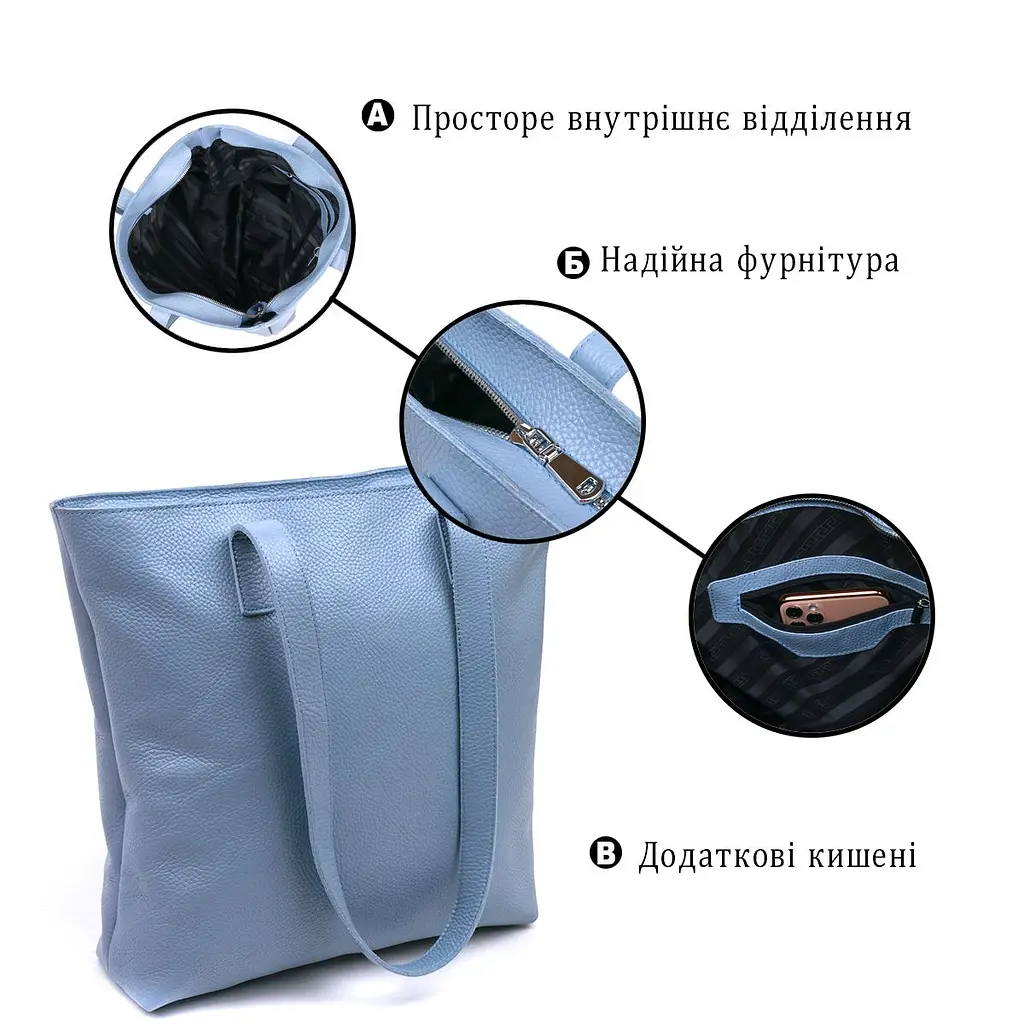 Сучасна жіноча сумка-шоппер Shvigel 16361 блакитна - фото 4