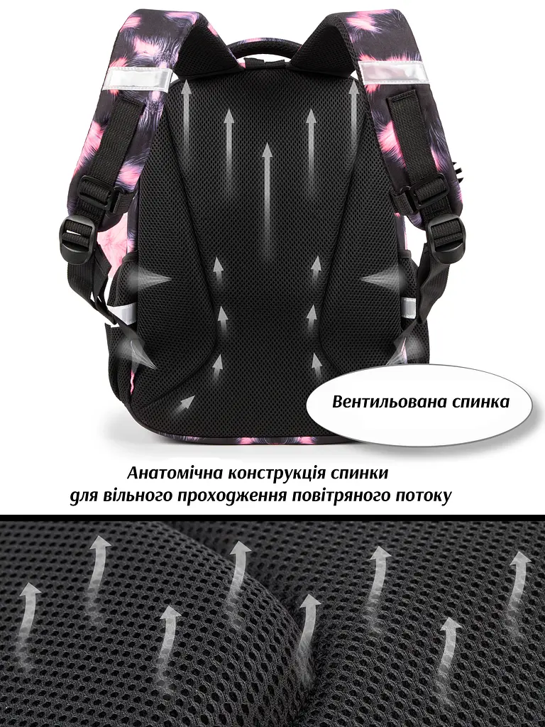 Рюкзак ортопедичний з пеналом та мішком 3 в 1 для дівчинки School Standard 38х30х18 см з Котом для першокласниць (Full 150-28) - фото 9