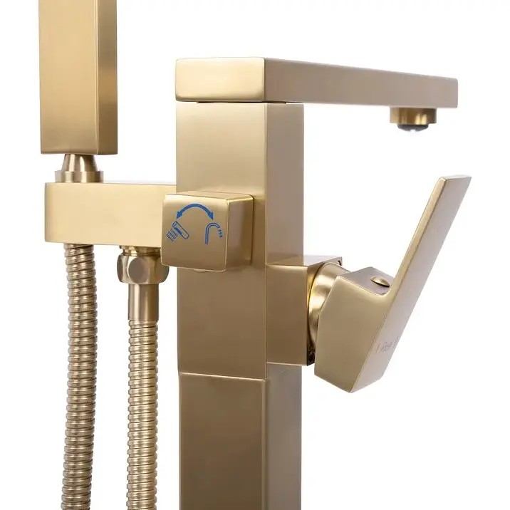 Змішувач для ванни Rea Tery brushed gold підлоговий REA-B5307, Золотий - фото 2