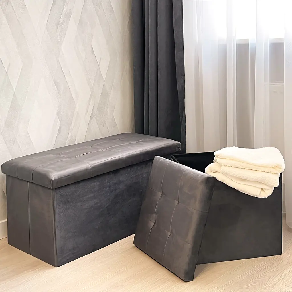 Пуф для хранения МВМ My Home двойной 760х380х380 мм серый (TH-06 GRAY) - фото 5