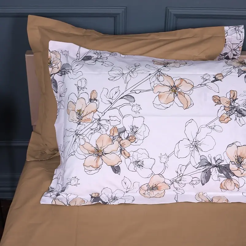 Наволочка MirSon Поплін 00-2 Beige Flowers 50х50 см пісочна (2200009700347) - фото 6