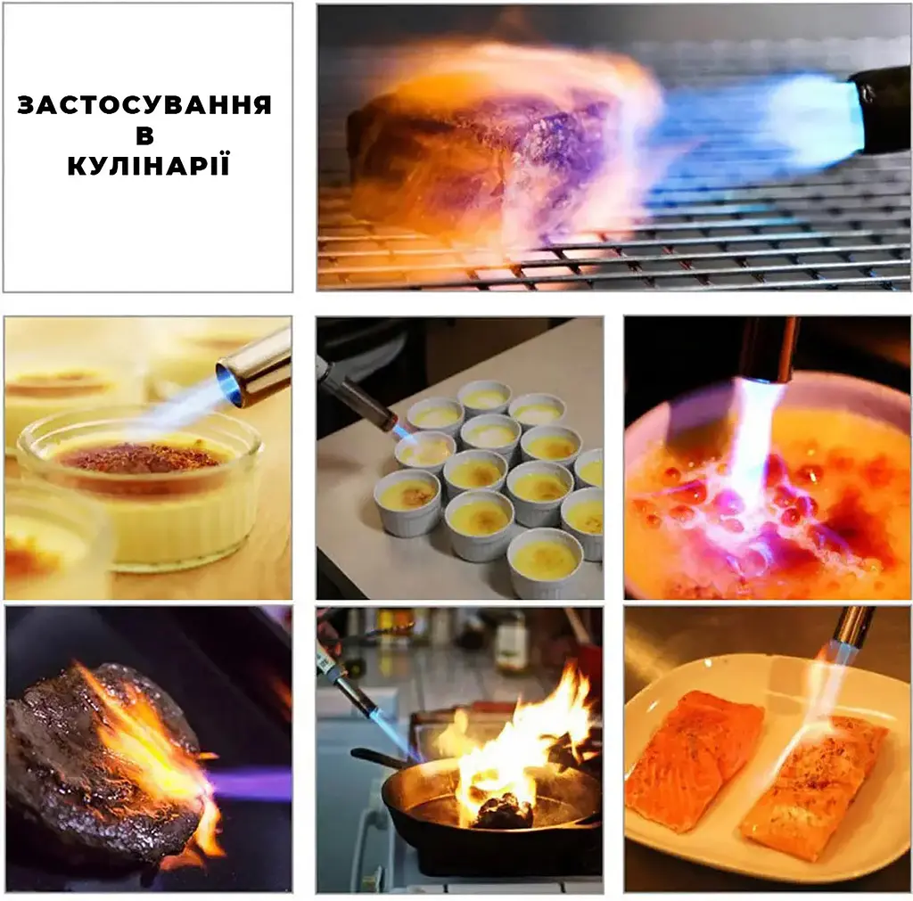 Кондитерський газовий пальник для фламбування і карамелізації страв з п'єзопідпалом Blow Torch Jet Lighter, Kitchen Master Блакитний 87143 - фото 4