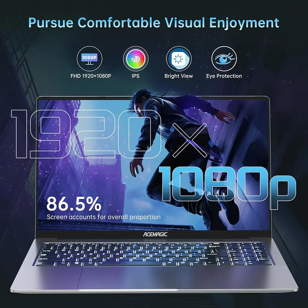Ноутбук de Ігровий ACEMAGIC,7 5700U,16GB DDR4 512GB,Radeon RX Vega 8,Windows 11 Home,BT5.2,Wi‑Fi 6 - фото 4