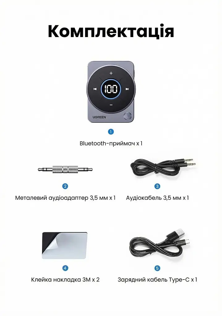 Адаптер бездротовий - Ugreen CM724 Bluetooth 5.3 - AUX 3.5 Receiver Audio Adapter (35003) UGR-35003 - фото 7