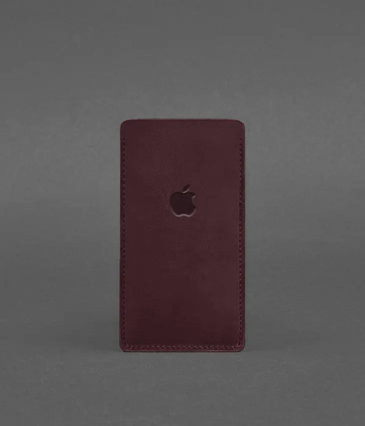 Кожаный чехол для iPhone 12 Бордовый Crazy Horse - фото 2