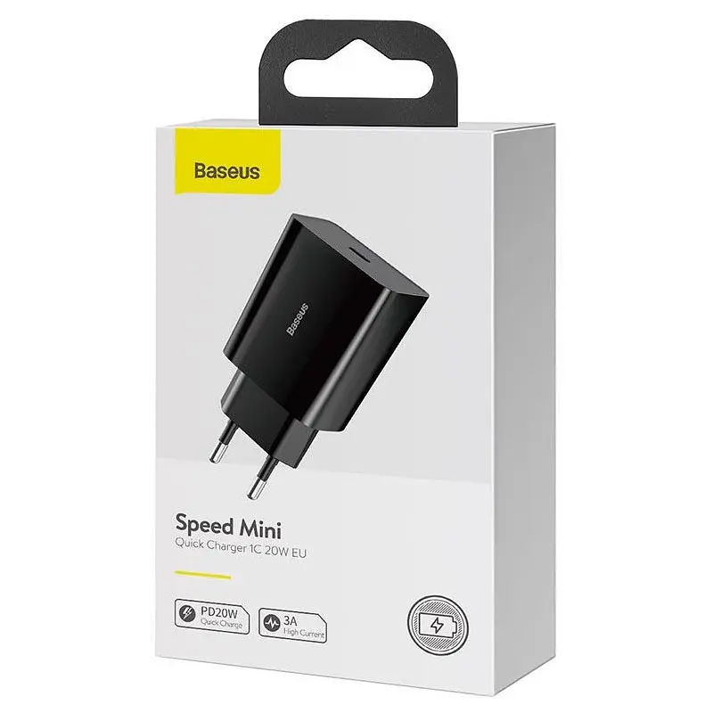 МЗП Baseus Speed Mini Quick Charger 20W (1USB-C) (CCFS-S) Чорний - фото 5