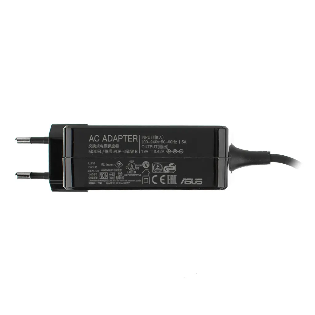 Блок живлення для ноутбука Asus 19V, 3.42A, 65W, 5.5x2.5мм, квадратний корпус (комплект: адаптер + перехідник) - фото 2
