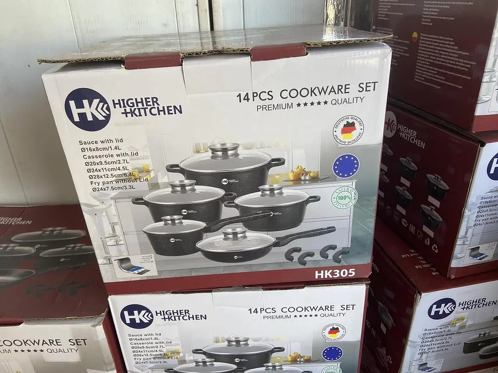 Набір каструль і сковорода Higher Kitchen антипригарне покриття червоний, чорний HK-305 - фото 4