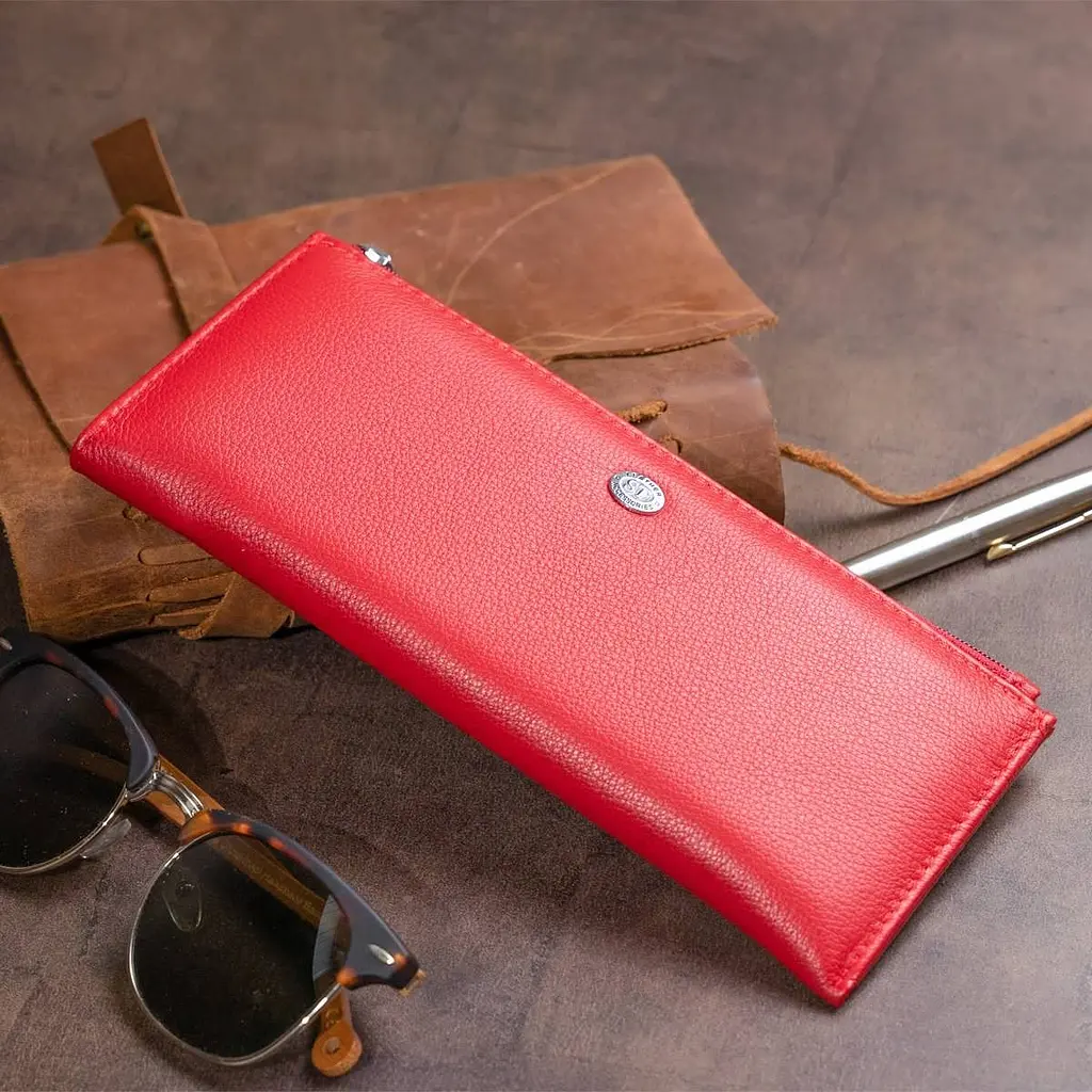 Горизонтальний тонкий гаманець зі шкіри ST Leather 19330 червоний - фото 9