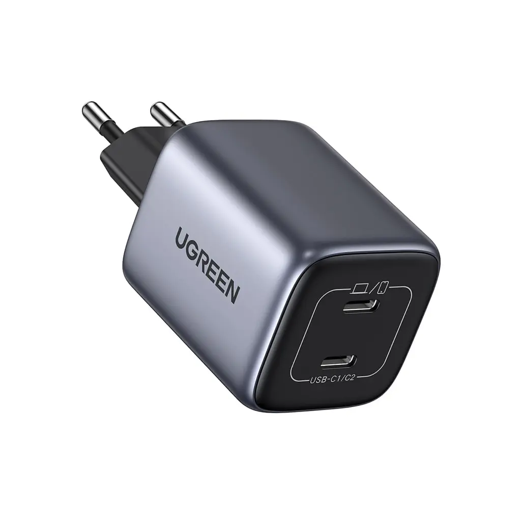 Мережевий зарядний пристрій UGREEN Nexode CD294 адаптер живлення 2 порти USB-C до 45 Вт сірий (90573)