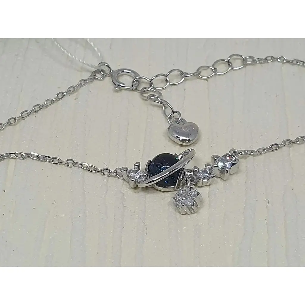 Срібне кольє Аметист з фіанітами 1251107 - фото 3