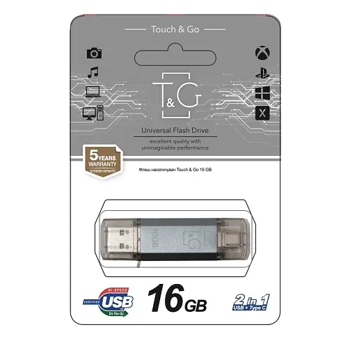 Флеш накопичувач USB 16Gb T&G Star TG009TC, Silver, Type-C / USB 2.0 (TG009TC-16GSL) - фото 2