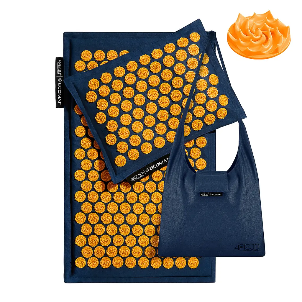 Килимок акупунктурний 4FIZJO Eco Mat Аплікатор Кузнєцова з подушкою 68 x 42 см Navy Blue/Orange 4FJ0229 (P-5907739312143) - фото 2
