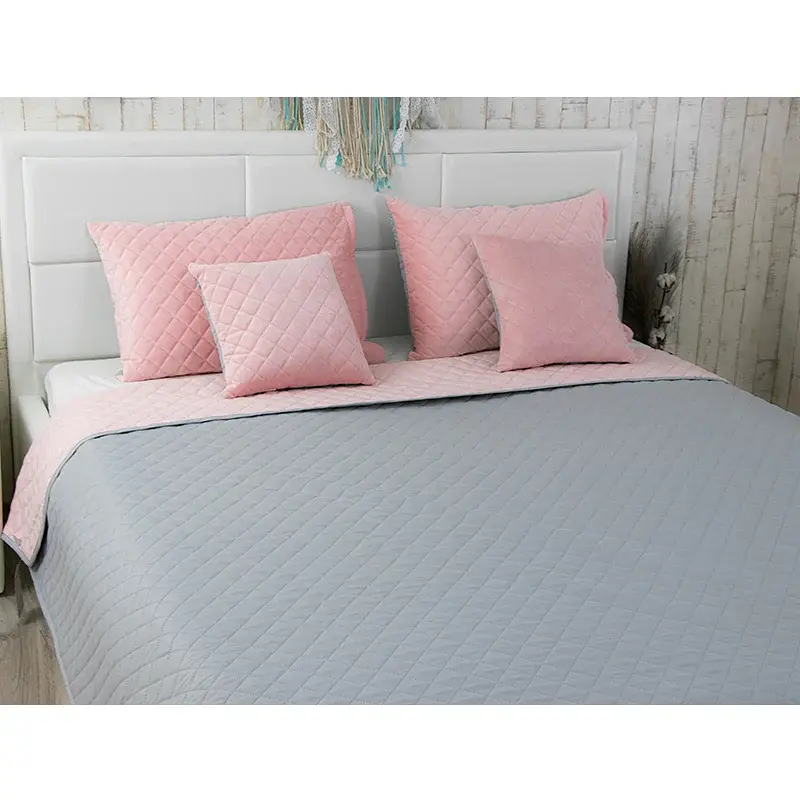 Покривало Руно двостороннє Velour Pink and Grey ромб 150х220 см рожево-сіре - фото 9