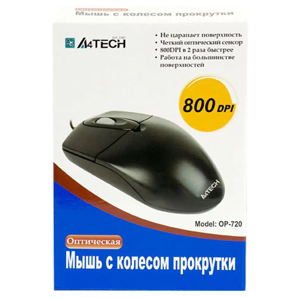 Мишка A4Tech OP-720 Black-PS/2 (4711421699914) - фото 3