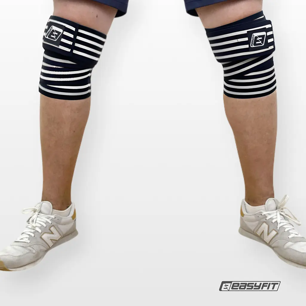 Бинт для присідань EasyFit фіксатор колінного суглоба (чорно-білий) - фото 6