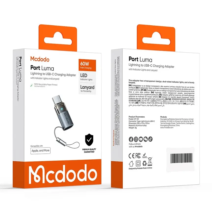 Адаптер Mcdodo Lightning to USB-C 60W Charging Adapter Черный - фото 2