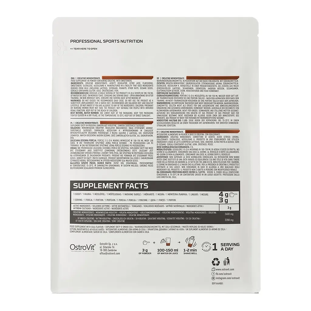 Креатин OstroVit Creatine Monohydrate, 300 грам - Кола - фото 2