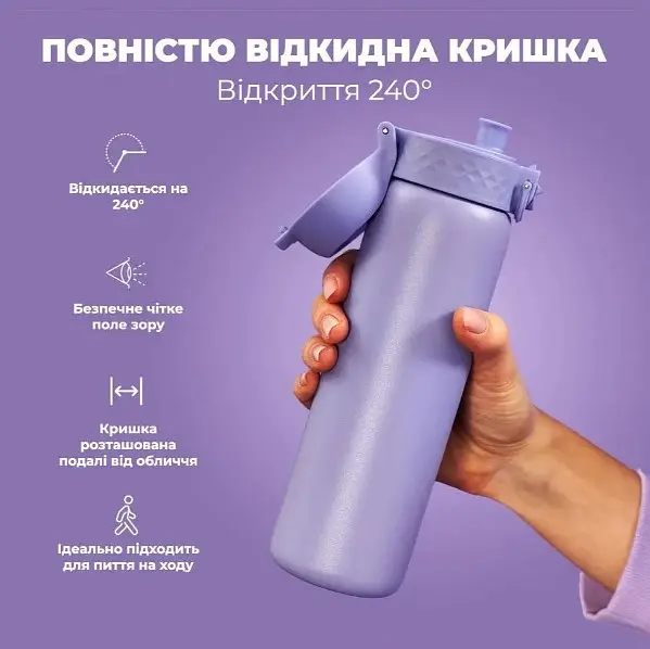 Бутылка для воды ION8 металлическая вакуумная 500 мл Vacuum Insulated Light Purple (I8TS500PERI) - фото 6