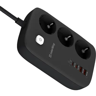 Мережевий фільтр живлення ColorWay (CW-CHE34PDB) 3 роз/4USB GaN3 Pro (CW-CHE34PDB) - фото 5