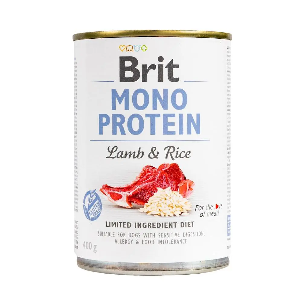 Вологий корм Brit Mono Protein Lamb & Rice для собак з ягнятиною і рисом 400 г (арт.100053/529728)