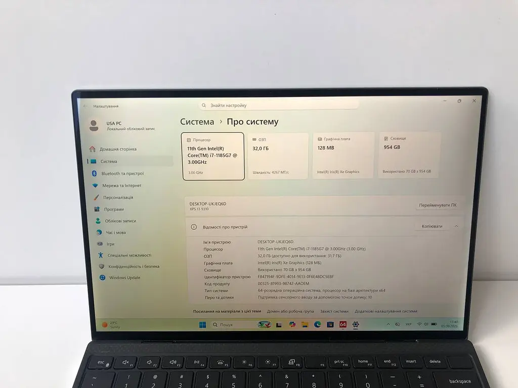 Ноутбук DELL XPS 13 9310 (i7-1185G7 / 32GB / SSD 1TB / 4K 3840x2400 IPS Touch) б/в - фото 4