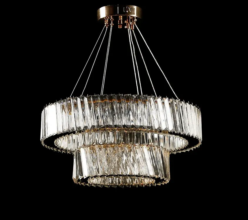 Люстра світлодіодна Splendid Ray L228/500+300/2 LED, 2 лампи, золота, біла, регульована висота 30-110 см - фото 5