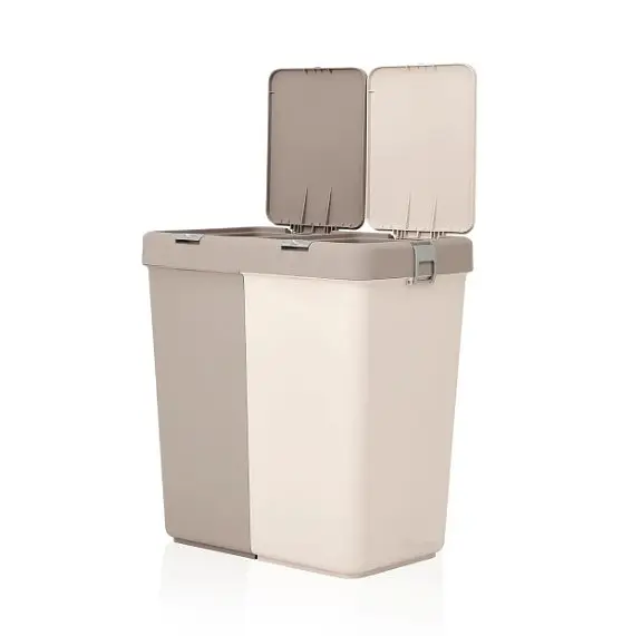 Кошик для білизни Motek подвійний бежевий/молочний 40+40 л (MT-09) - фото 5