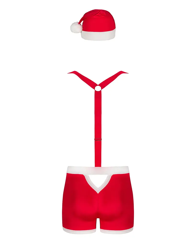 Чоловічий еротичний костюм Санта-Клауса Obsessive Mr Claus 2XL/3XL, боксери на підтяжках, шапочка з - фото 6