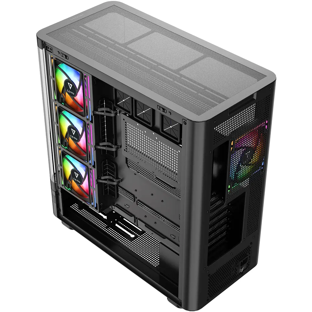 Корпус ModeCom VOLCANO AQ200 ARGB MIDI FRONT LCD 4x120mm fans BLACK без БЖ ATX - фото 6