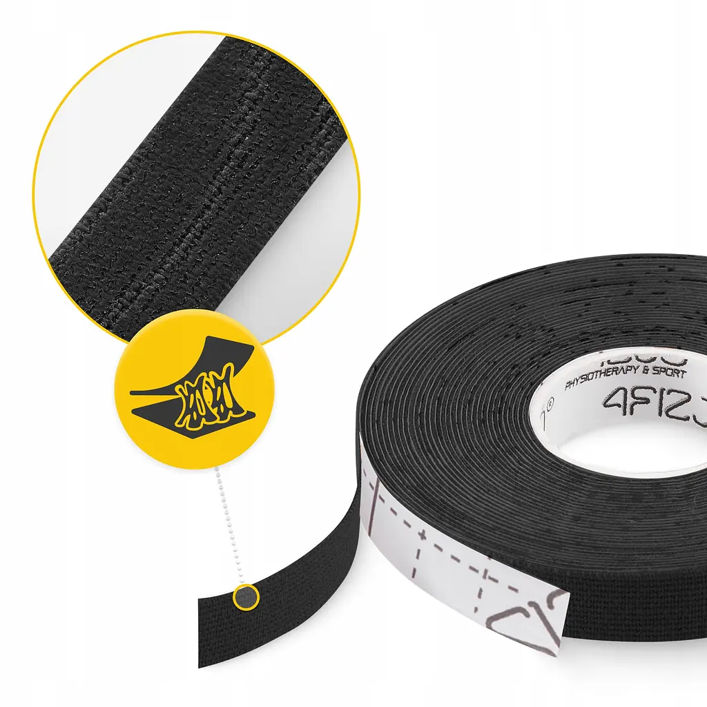 Стрічка кінезіологічна (кінезіо тейп) 4FIZJO 1 см x 5 м Black (P-5905973400787) - фото 7