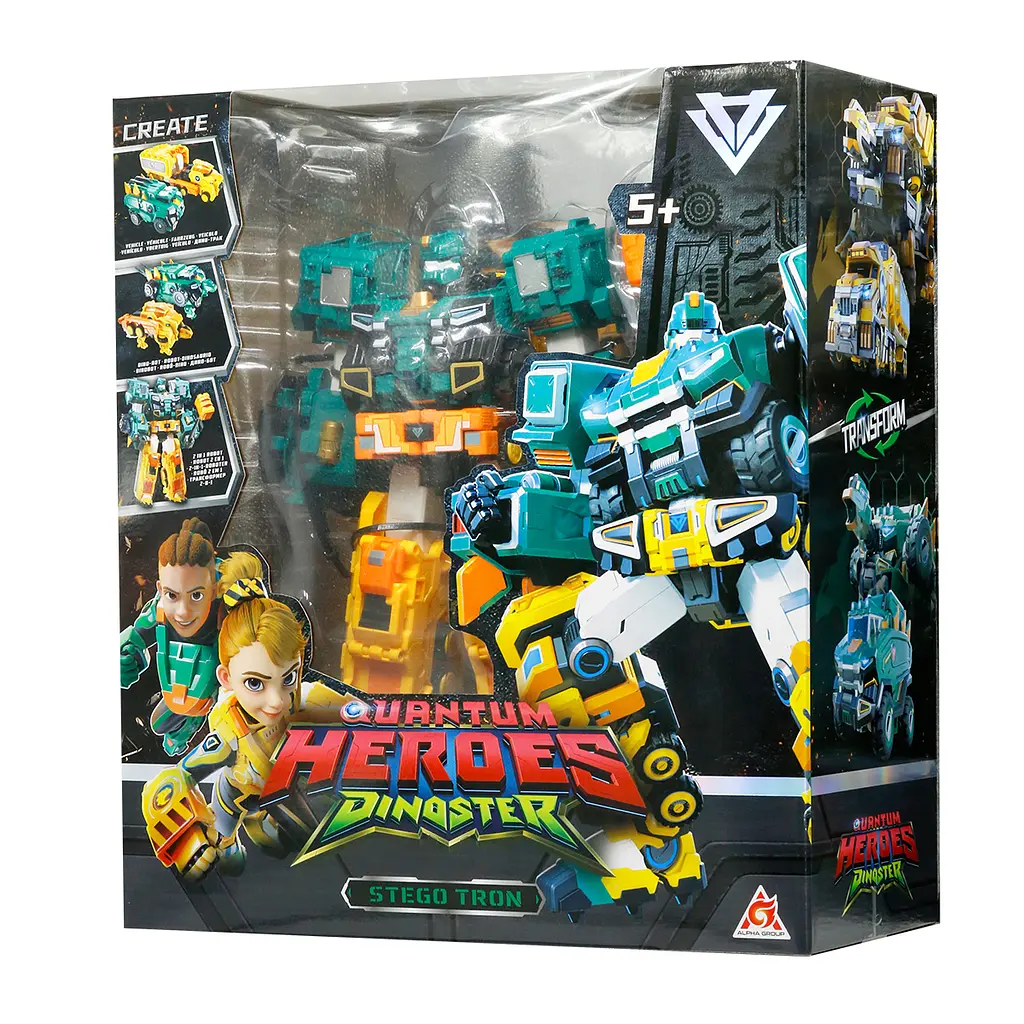 Ігровий набір з роботом-трансформером Dinoster Стего Трон 2 машини та динозаври (EU580804) - фото 10