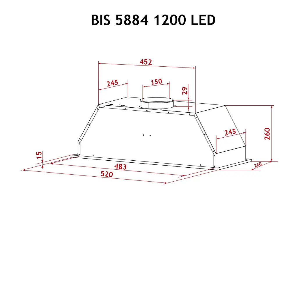 Витяжка повновбудована PERFELLI BIS 5884 WH 1200 LED - фото 10