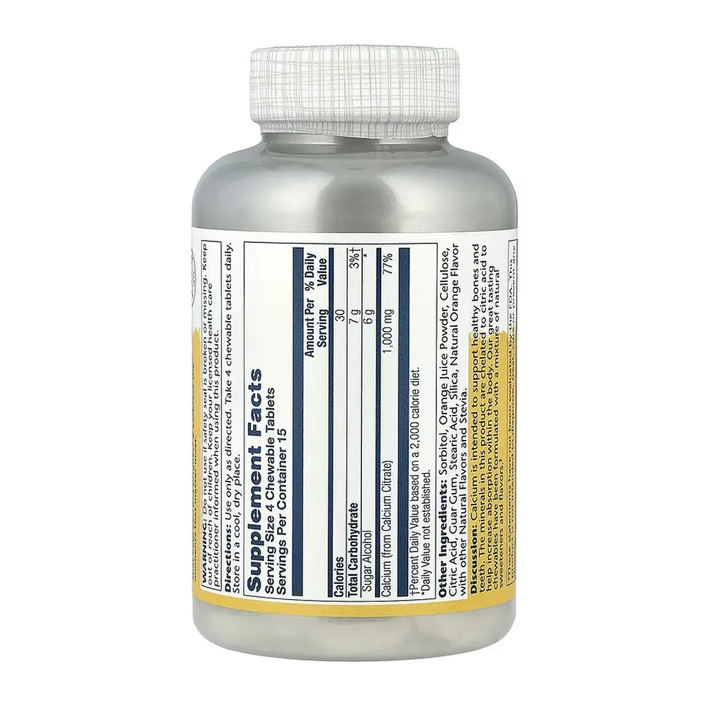 Кальцій 1000 мг Solaray (Calcium Citrate) - 60 жувальних таблеток - фото 2