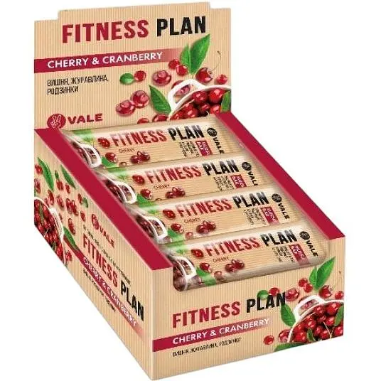 Батончик-мюсли Vale Fitness Plan Muesli Bar Cherry Cranberry 900 г (30 шт. x 30 г)  - фото 2