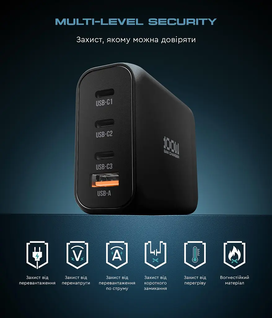 Зарядний пристрій Armorstandart Resolute Power ARP-131 100W GaN Black (ARM70024) - фото 10