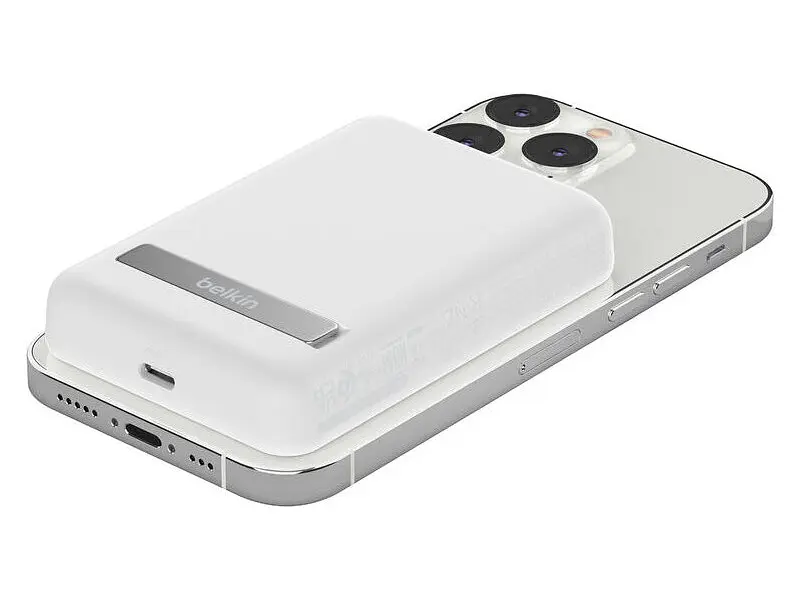 Зовнішній акумулятор (павербанк) Belkin 5000mAh 15W MagSafe Qi2 White (BPD004BTWT) - фото 7