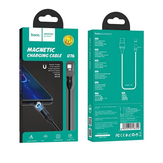 Кабель Hoco U76 Pisces Cable USB to Lightning 3A 1,2m Black - фото 2