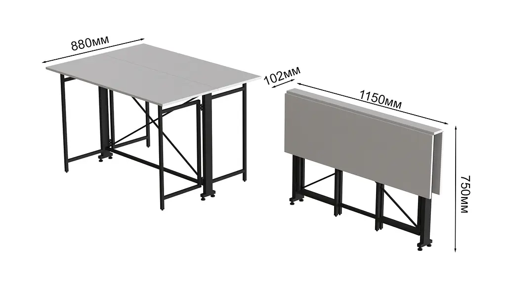 Стіл-книга трансформер Оріон 3 Ferrum-decor 750x1150x880 Чорний метал ДСП Біле 16 мм (FRD-105081) - фото 2