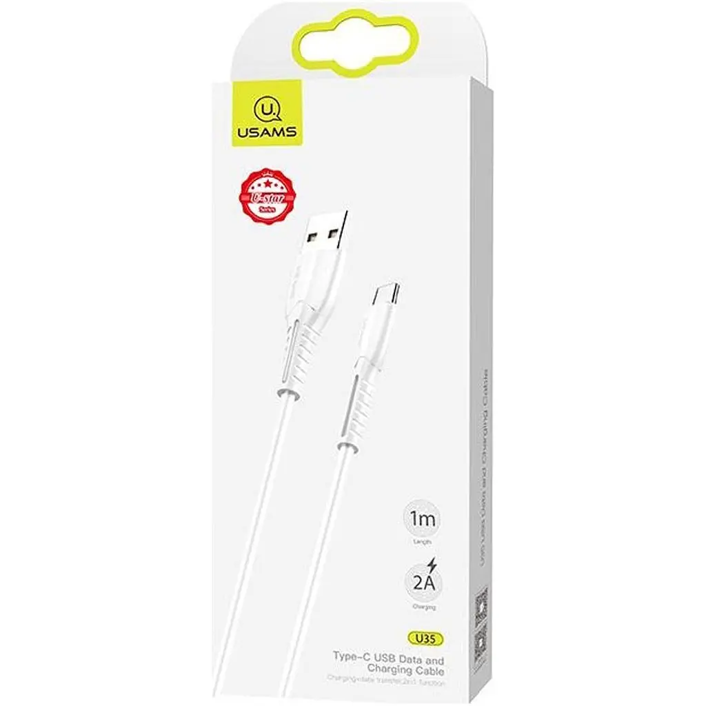 Кабель Usams U35 US-SJ366 USB-C - USB-A 2A 1m White [SJ366USB02] [70884] - фото 2