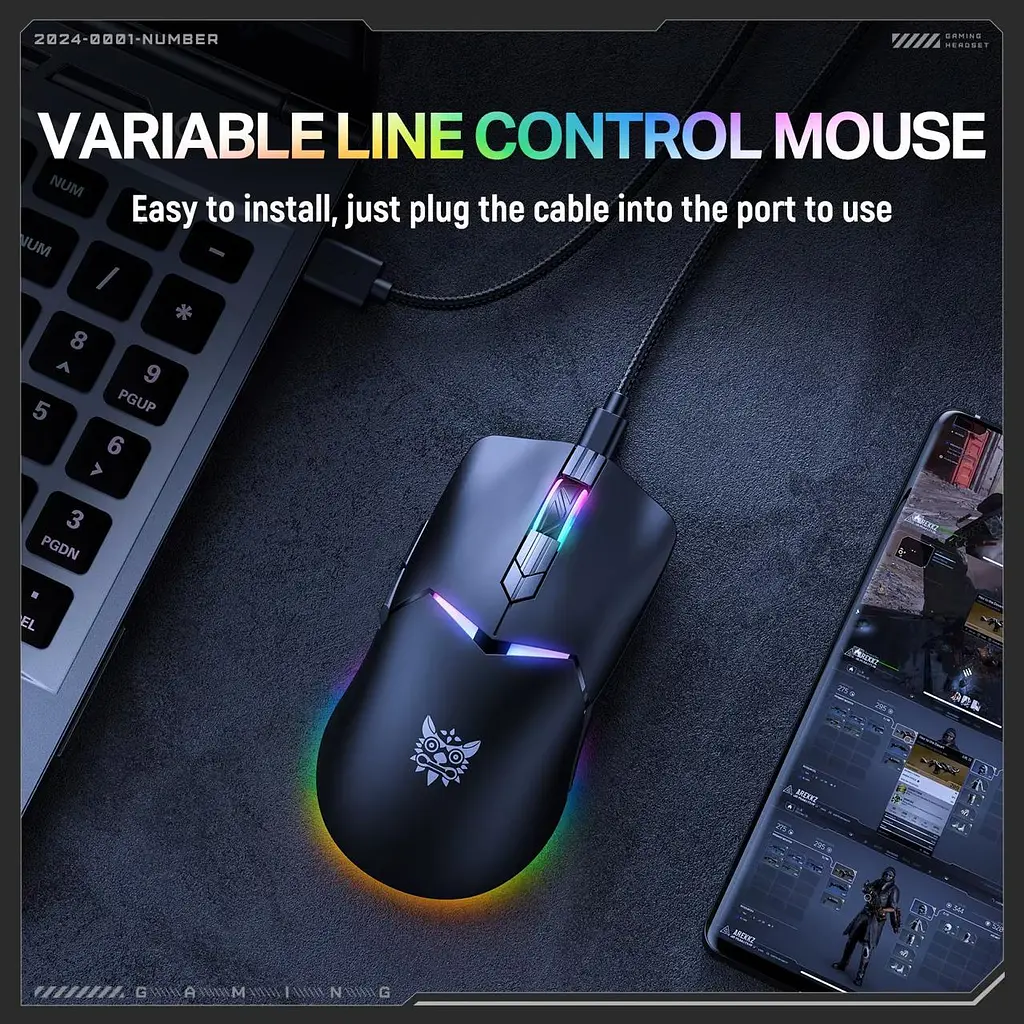 Компьютерная мышка Onikuma игровая CW-98 Pro беспроводная 12000 DPI RGB подсветка 3 режима подключения для ПК ноутбука - фото 7