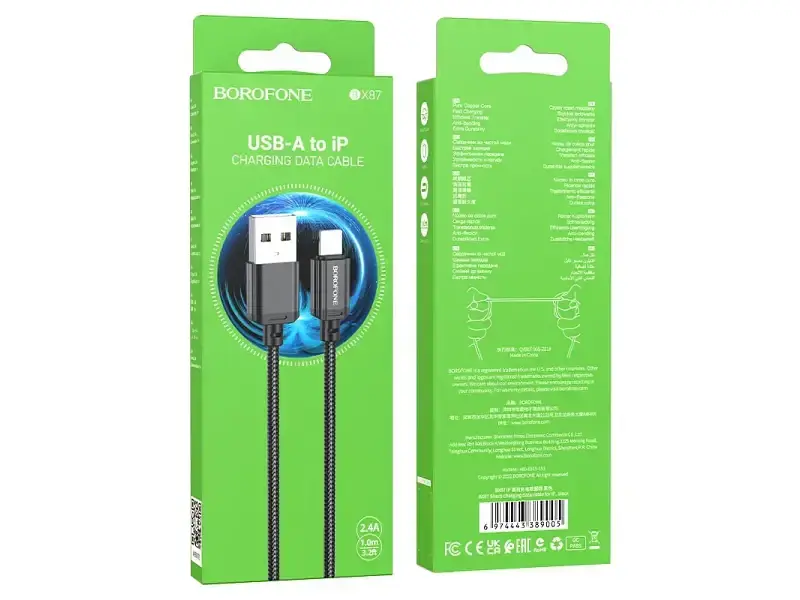 Кабель Borofone BX87 Sharp charging data cable for iP Black (BX87LB) (6974443389005) - фото 2