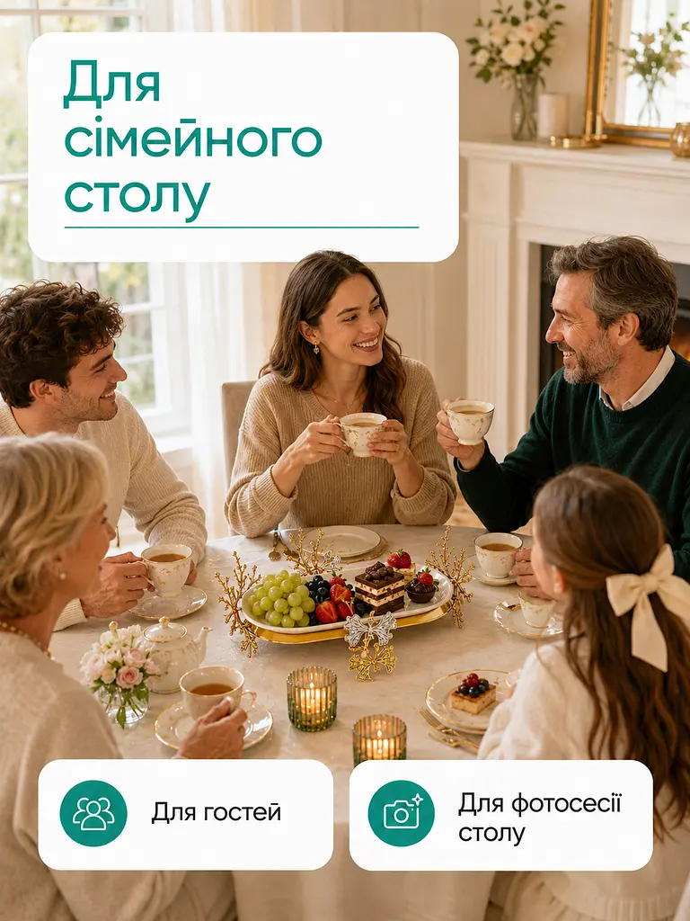 Сервірувальна керамічна підставка-таця 29×14 см для десертів і закусок (262762869) - фото 6