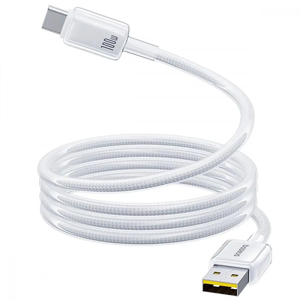 Кабель Baseus Crystal Fast Charging Data USB to Type-C (Car Charging Supported) 100W/7.5W (2m) white (E0427901) - фото 5