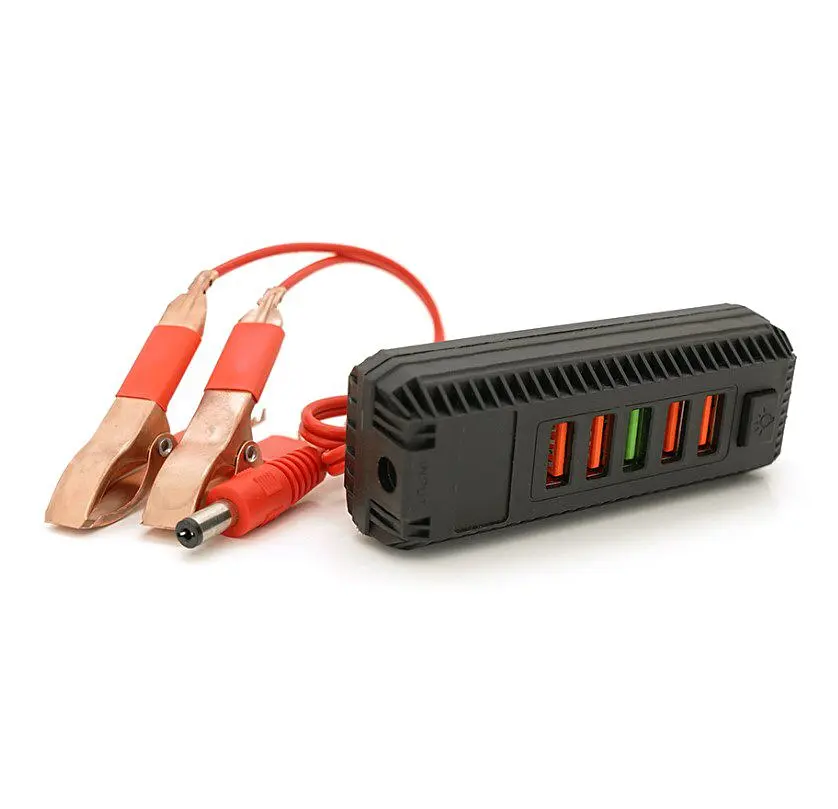 Зарядний пристрій 4 USB 2.0+USB 3.0 Voltronic ZS112, ліхтарик, з крокодилами, живлення 12 В - фото 3