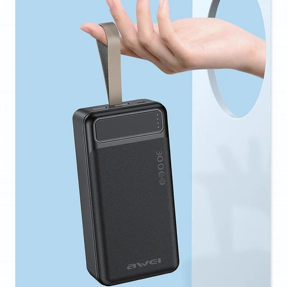 Портативний зарядний пристрій Power Bank Awei P7K 30000 mAh USB/Type-C Чорний - фото 2